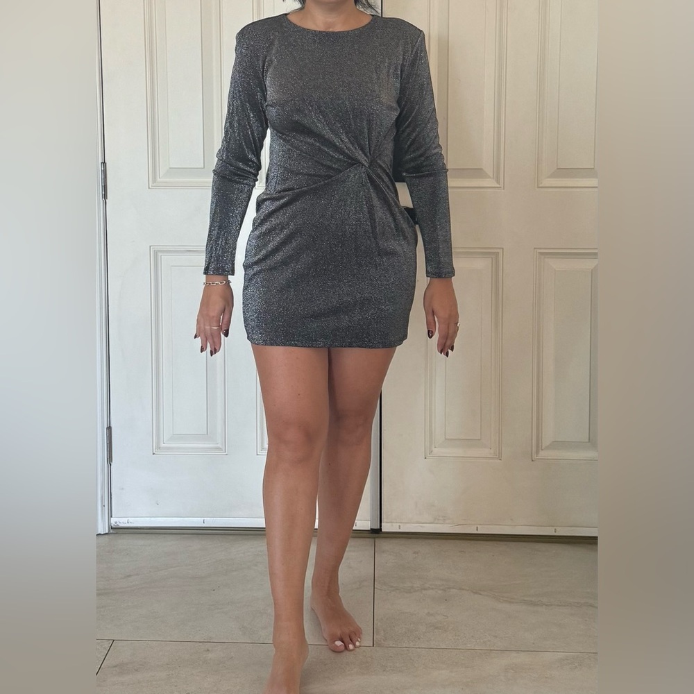 H&M Shimmering Black Long Sleeve Dress